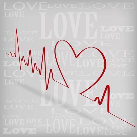 Red Heart Beats Cardiogram on White background - vector illustrationのイラスト素材