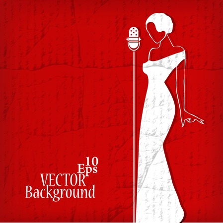 Abstract retro girl on red - vector illustrationのイラスト素材