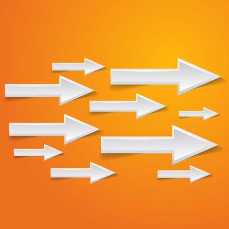 white arrow on orange background - vector illustrationのイラスト素材