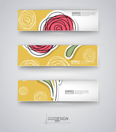Web design templates. Set of Banners with Rose Backgrounds. Geometric  Abstract Modern Vector Illustration.のイラスト素材