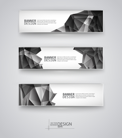 Business design templates. Set of Banners with Multicolored Polygonal Mosaic Backgrounds. Geometric Triangular Abstract Modern Vector Illustration.のイラスト素材