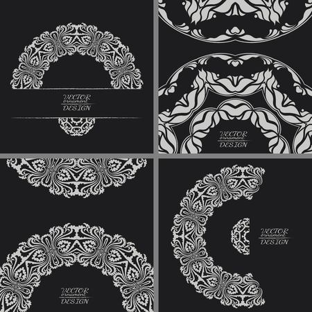 Abstract lace pattern background with place for text. Ornate element for design. Ornamental pattern for wedding invitations. Greeting cards. Vector illustration.のイラスト素材
