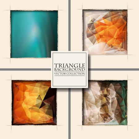 Multicolor Design Templates Set. Geometric Triangular Abstract Modern Vector Background. square ragged hole on coffee wall.のイラスト素材