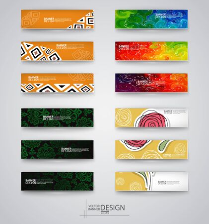 Web design templates. Set of Banners with Multicolor Backgrounds. Geometric  Abstract Modern Vector Illustration.のイラスト素材