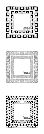 Hand Drawn Doodle Border Frames illustration.のイラスト素材