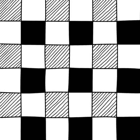 Hand drawn abstract chessboard pattern. Vector illustration.のイラスト素材
