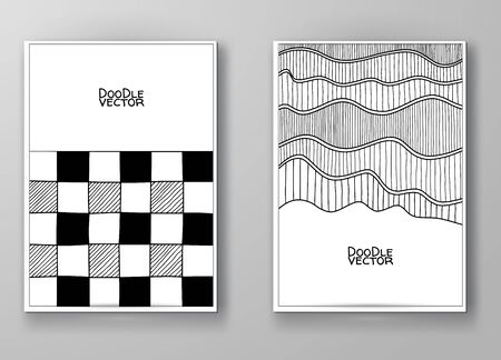 Set of abstract design templates. Brochures Black and White style. Vintage frames and backgrounds. Vector Illustration.のイラスト素材