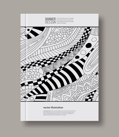 Abstract design templates. Brochures Black and White style. Vintage frames and backgrounds. Vector Illustration.のイラスト素材