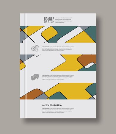 Abstract design templates. Brochures unusual color shapes style. Vintage frames and backgrounds. Vector Illustration.のイラスト素材