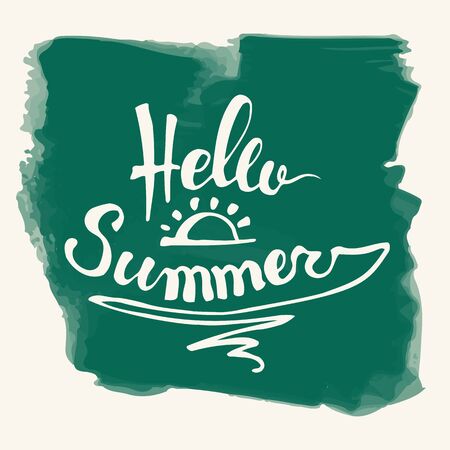Hello Summer. Summer Season. Summer Wallpaper. Summer Time. Happy Summer. Summer Day. Summer Design. Summer Vector. Summer Text. Summer Lettering. Summer Art. Summer Watercolor. Summer Decoration.のイラスト素材