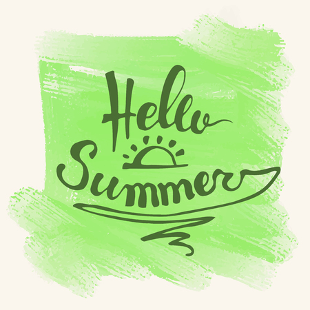 Hello Summer. Summer Season. Summer Wallpaper. Summer Time. Happy Summer. Summer Day. Summer Design. Summer Vector. Summer Text. Summer Lettering. Summer Art. Summer Watercolor. Summer Decoration.のイラスト素材