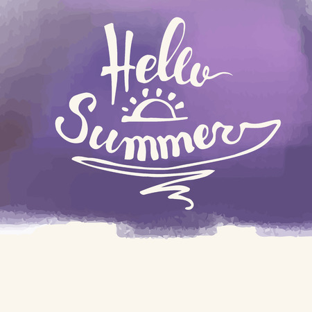 Hello Summer. Summer Season. Summer Wallpaper. Summer Time. Happy Summer. Summer Day. Summer Design. Summer Vector. Summer Text. Summer Lettering. Summer Art. Summer Watercolor. Summer Decoration.のイラスト素材