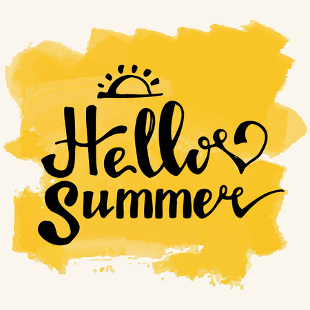 Hello Summer. Summer Season. Summer Wallpaper. Summer Time. Happy Summer. Summer Day. Summer Design. Summer Vector. Summer Text. Summer Lettering. Summer Art. Summer Watercolor. Summer Decoration.のイラスト素材