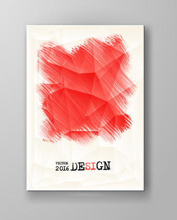 Grunge red paint brush strokes brochure. Abstract vector illustration.のイラスト素材