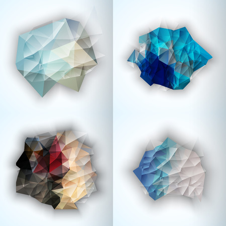 Multicolor Design Templates. Geometric Triangular Spot Abstract Modern Background. Crystal Jewelry Gem. Vector Illustration set.のイラスト素材