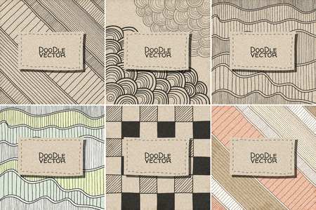 Vector doodle pattern set. Abstract stylish texture with natural grid. Sketch graphic design. Vector Illustration.のイラスト素材