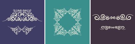 Vintage decorative frames and borders set. Vector illustration.のイラスト素材