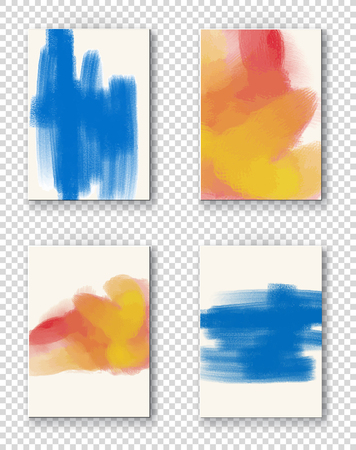 Set of artistic creative universal cards. Hand Drawn paint textures. Design for poster, card, invitation, placard, brochure, flyer.  Decoration Vector Illustration. Isolated.のイラスト素材