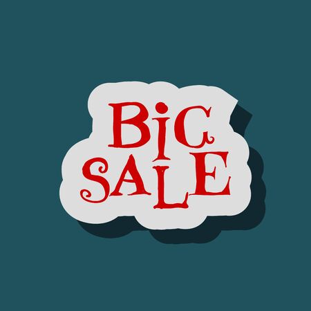 Big Sale flat label on green background. Lettering shopping design. Super Sale and special offer concept. Usable as discount banners ,badges, cards, posters.Vector illustration.のイラスト素材