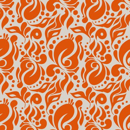 Ornamental orange floral background. Seamless pattern for your design wallpapers, pattern fills, web page backgrounds, surface textures. Vector illustrationのイラスト素材