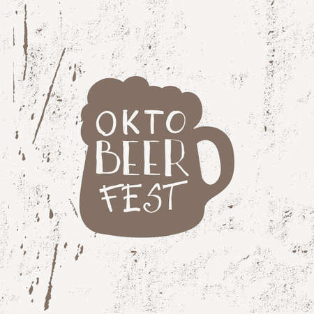 Octoberfest typographic design. Decoration usable as banner, cards, posters, label, badge. Holiday Vector Illustration With Lettering Composition.のイラスト素材
