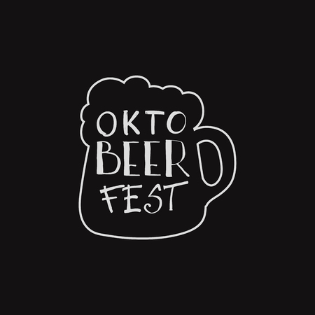 Octoberfest typographic design. Decoration usable as banner, cards, posters, label, badge. Holiday Vector Illustration With Lettering Composition.のイラスト素材
