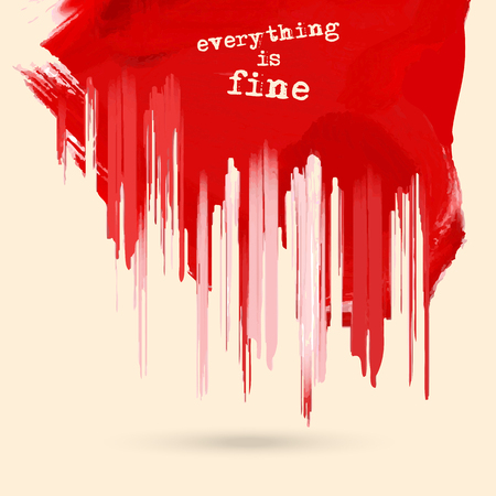 Hand drawn abstract red grunge shape. Decoration usable as banner, cards, posters, label design. Blood stains. Wallpaper with empty space for your text. Brush design element. Vector illustration.のイラスト素材