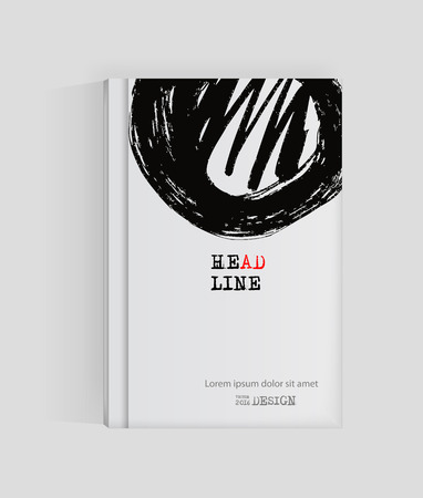 Black abstract design. Ink paint on brochure, Monochrome element isolated on white. Grunge banner paints. Simple composition. Liquid ink. Background for banner, card, poster, identity,web design.のイラスト素材