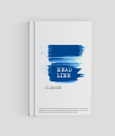 Blue abstract design. Ink paint on brochure, Monochrome element isolated on white. Grunge paints. Simple composition. Liquid ink. Background for  card, poster, identity,web design.のイラスト素材