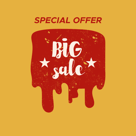 Grunge color design big sale stickers. Catching signage. Vector illustrations for online shopping, product promotions, website and mobile website badges, ads, print material.のイラスト素材
