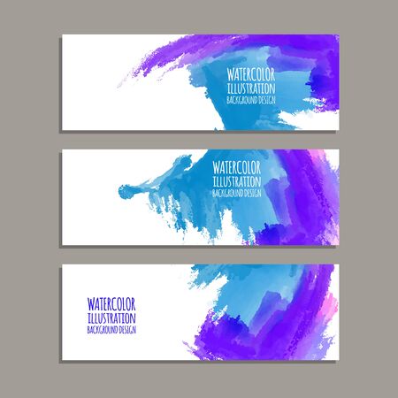 Vector banner shapes collection isolated on white background. Hand drawn abstract paint brush strokes set. Watercolor elements.のイラスト素材