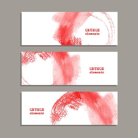 Red ink round stroke on white background. Japanese style. Vector illustration of grunge circle stains. Red banner with room to add your own text.のイラスト素材