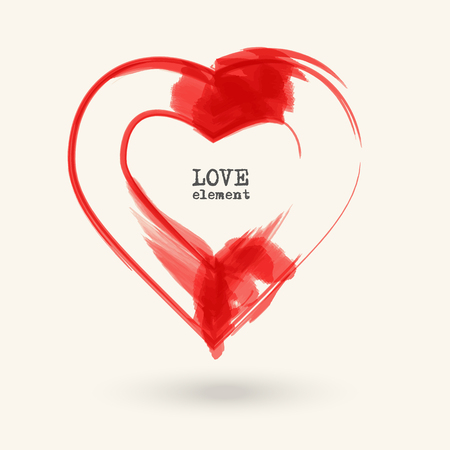 Brush drawing abstract vector heart, isolated on whiteのイラスト素材