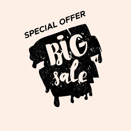 Grunge color design big sale stickers. Catching signage. Vector illustrations for online shopping, product promotions, website and mobile website badges, ads, print material.のイラスト素材