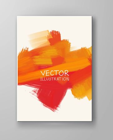 Vector banner orange shapes isolated on white background. Hand drawn abstract paint brush strokes. Watercolor elements.のイラスト素材