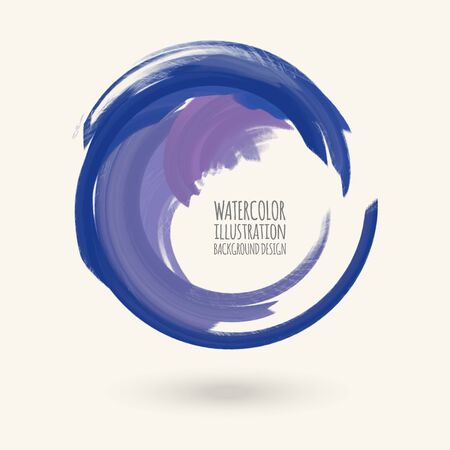 Watercolor circle texture. Ink round stroke on white background. Simple style. Vector illustration of grunge circle stains.のイラスト素材