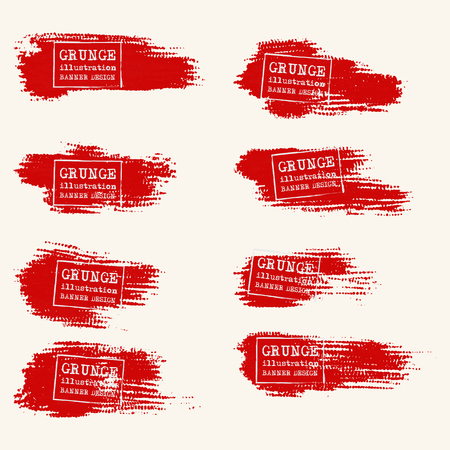 Vector set of blood red brush strokes. Grunge isolated elements. Smoke brushes for your design. Freehand. Watercolor splash. Acrylic stamp. Vector illustrationのイラスト素材