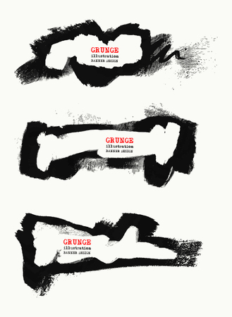 Vector set of black brush strokes. Grunge isolated elements. Smoke brushes for your design. Freehand. Ink splash. Acrylic stamp. Vector illustrationのイラスト素材