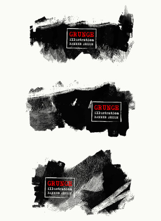 Vector set of black brush strokes. Grunge isolated elements. Smoke brushes for your design. Freehand. Ink splash. Acrylic stamp. Vector illustrationのイラスト素材