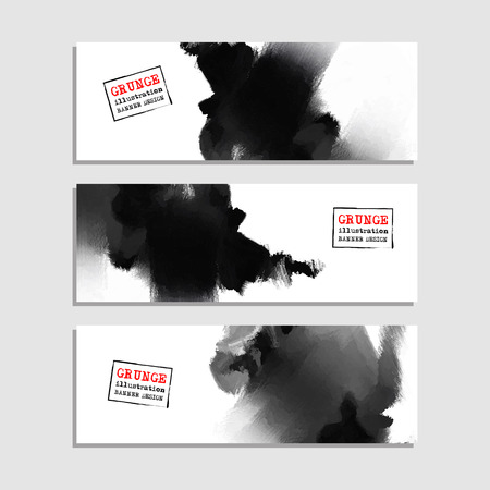 Monochrome art brush paint template. Original grunge art brush paint texture background acrylic stroke poster over frame vector illustration. Perfect watercolor design for headline, logo and banner.のイラスト素材