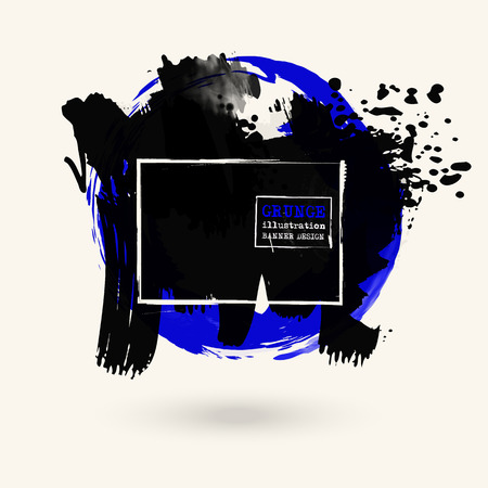 Black round and color ink stroke on white background. Japanese style. Vector illustration of grunge circle stainsのイラスト素材