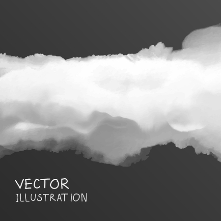 smoke cloud background on black backdrop. Vector illustration.のイラスト素材