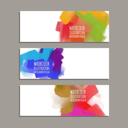 Vector banner shapes collection isolated on white background. Hand drawn abstract paint brush strokes set. Watercolor elements.のイラスト素材