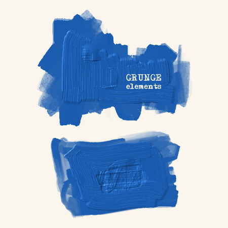 Vector set of blue brush strokes. Grunge isolated elements. Smoke brushes for your design. Freehand. Watercolor splash. Acrylic stamp. Vector illustrationのイラスト素材