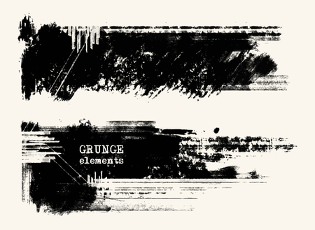 Vector set of black brush strokesのイラスト素材