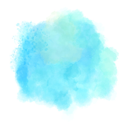 Blue watercolor hand drawn isolated wash spot on white background for text design, web. Abstract cold color brush paint paper grain texture. Sample element for wallpaper, label. Vector illustration.のイラスト素材