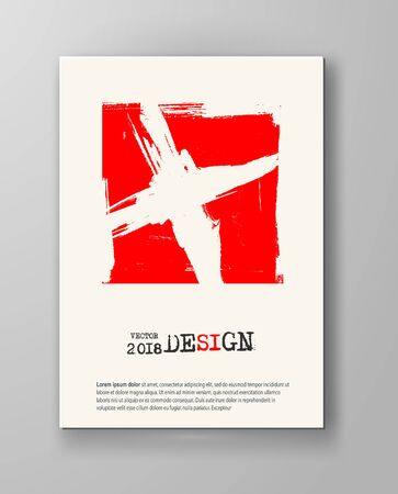 Abstract vintage poster. Simple style brochure.Grunge red and white distress texture. Vector illustration.のイラスト素材