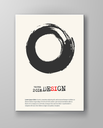 Abstract vintage poster. Simple style brochure.Grunge black and white distress texture. Vector illustration.のイラスト素材