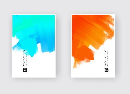 Watercolor blue red color abstract design banners set. Vector illustrationのイラスト素材