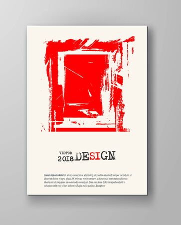 Abstract vintage poster. Simple style brochure.Grunge red and white distress texture. Vector illustration.のイラスト素材